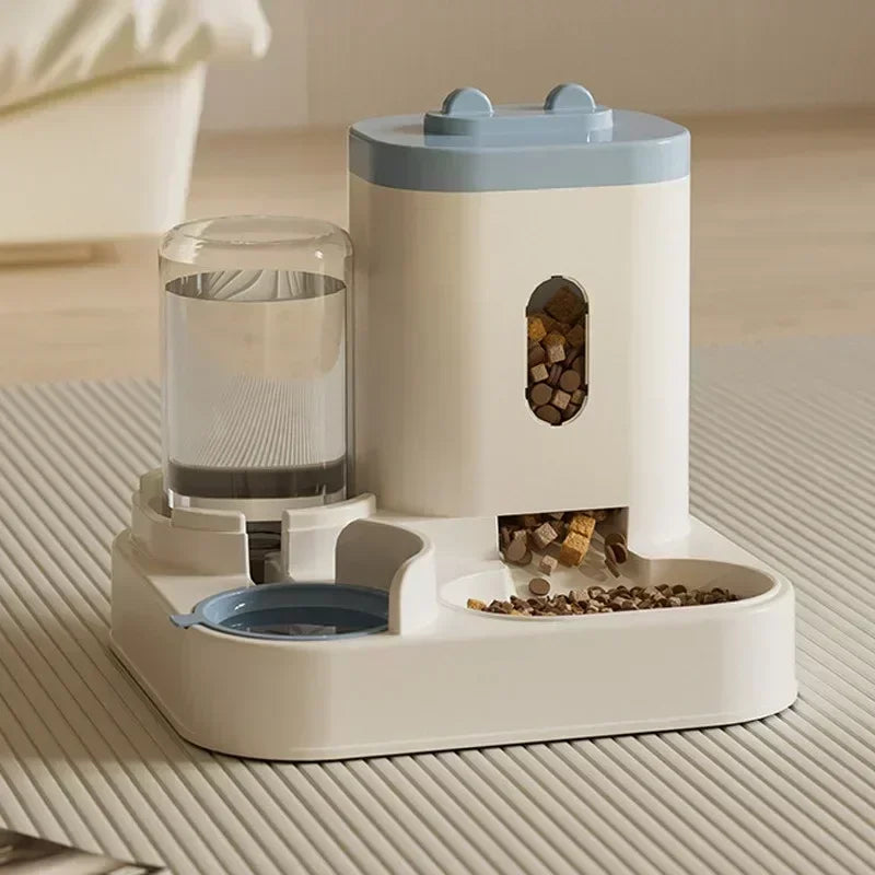 EF Automatic Feeder Cat Dog Food Bowl with Water Fountain Pet Large Capacity Raised Stand Dish Bowl for Cat Drinker Accessorie