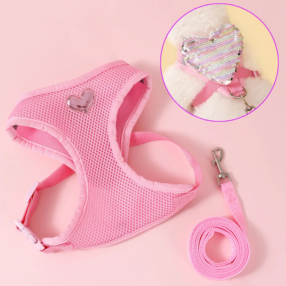 Adjustable Small Cat Harness Leash Set Breathable Cute Cat Harness Comfortable Medium Dog Harness Leash Accessories