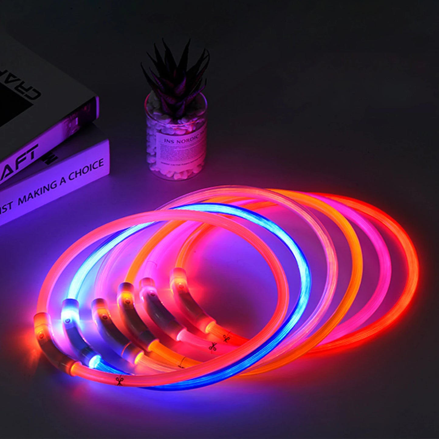 Pet Dog LED Luminous Dog Collar Usb Rechargeable 35Cm Anti-Lost Dog Collar Luminous Safety Cat and Dog Collar Pet Accessories