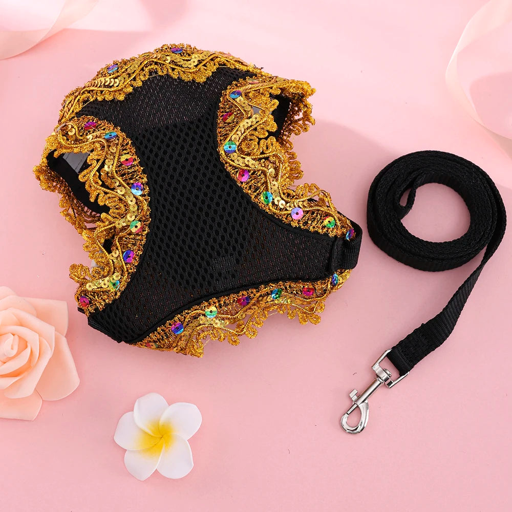 Adjustable Small Cat Harness Leash Set Breathable Cute Cat Harness Comfortable Medium Dog Harness Leash Accessories