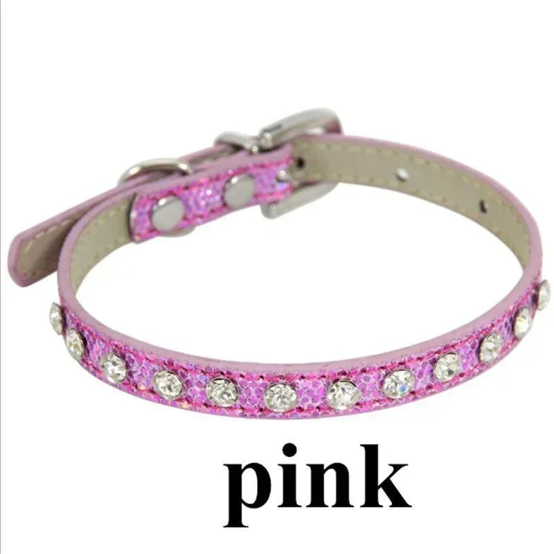 Cute Bling Rhinestone Dog Collar Crystal Diamond Cat Collar Kitten Puppy Collars for Small Medium Pets
