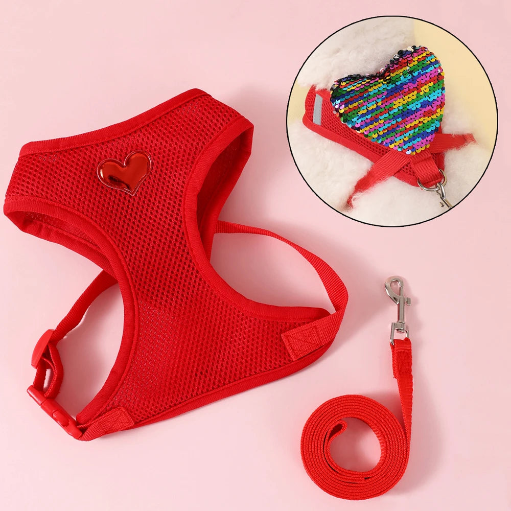 Adjustable Small Cat Harness Leash Set Breathable Cute Cat Harness Comfortable Medium Dog Harness Leash Accessories