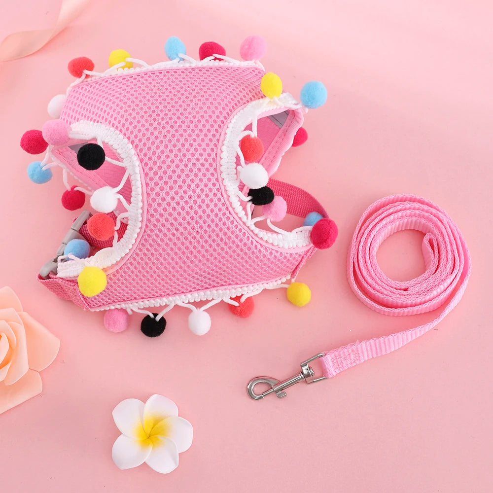 Adjustable Small Cat Harness Leash Set Breathable Cute Cat Harness Comfortable Medium Dog Harness Leash Accessories