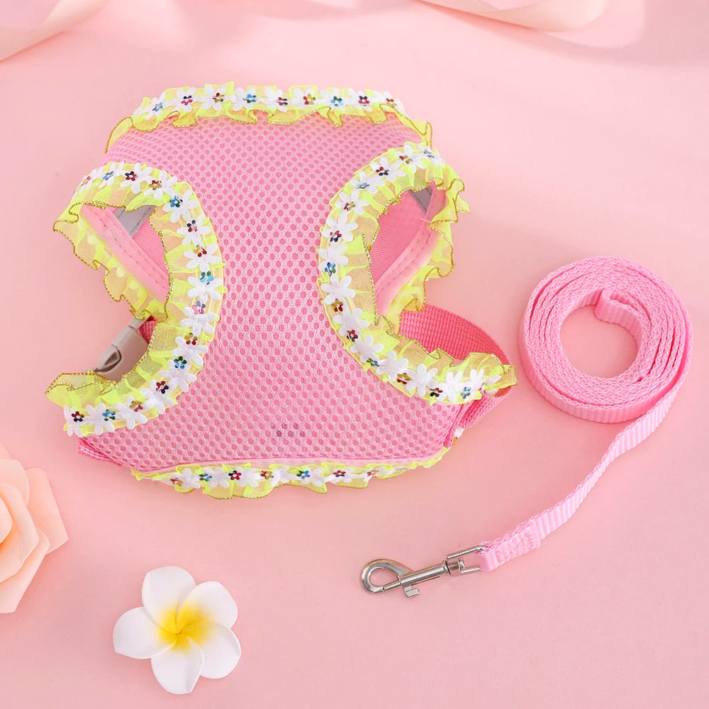 Adjustable Small Cat Harness Leash Set Breathable Cute Cat Harness Comfortable Medium Dog Harness Leash Accessories