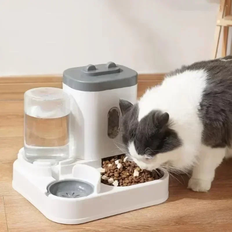 EF Automatic Feeder Cat Dog Food Bowl with Water Fountain Pet Large Capacity Raised Stand Dish Bowl for Cat Drinker Accessorie