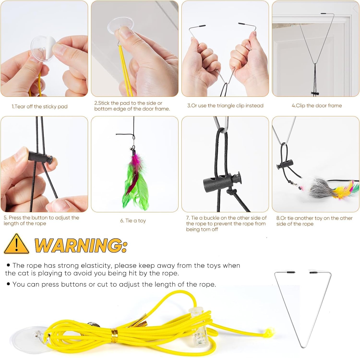 12PCS Interactive Cat Toys, Cat Feather Toy, 4-In-1 Cat Teaser Wand with Bells and Feather, for Indoor Cats Adult & Kitten