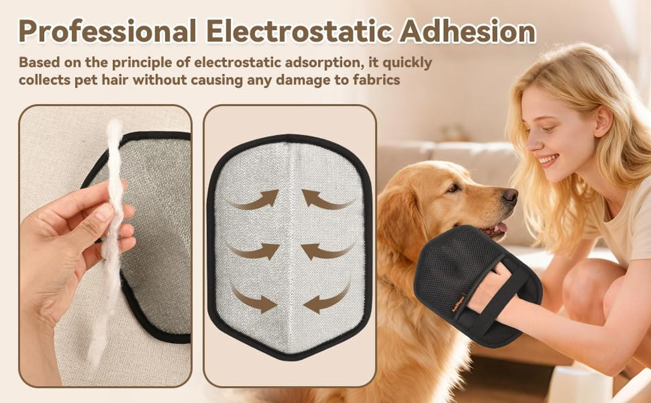 Washable Reusable Pet Hair Remover Glove for Dog & Cat Hair – Electrostatic Fur Removal Tool for Clothes, Sofa, Carpet & Car Seats – Easy Clean Lint Remover for Pet Owners(Black 1Pcs)