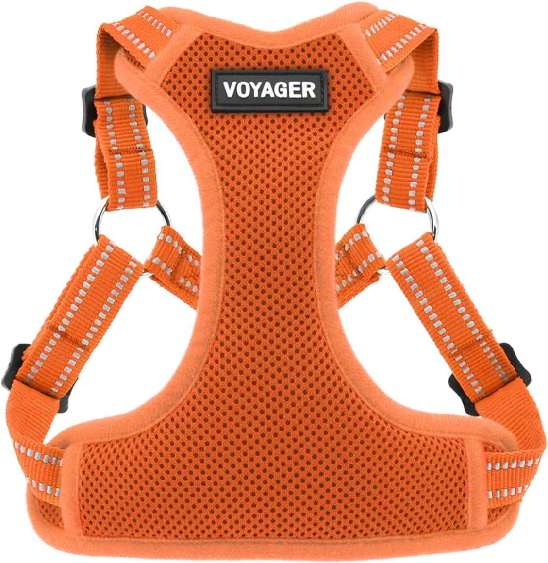 Voyager by - Fully Adjustable Step-In Mesh Harness with Reflective 3M Piping - Orange (Matching Trim), Medium