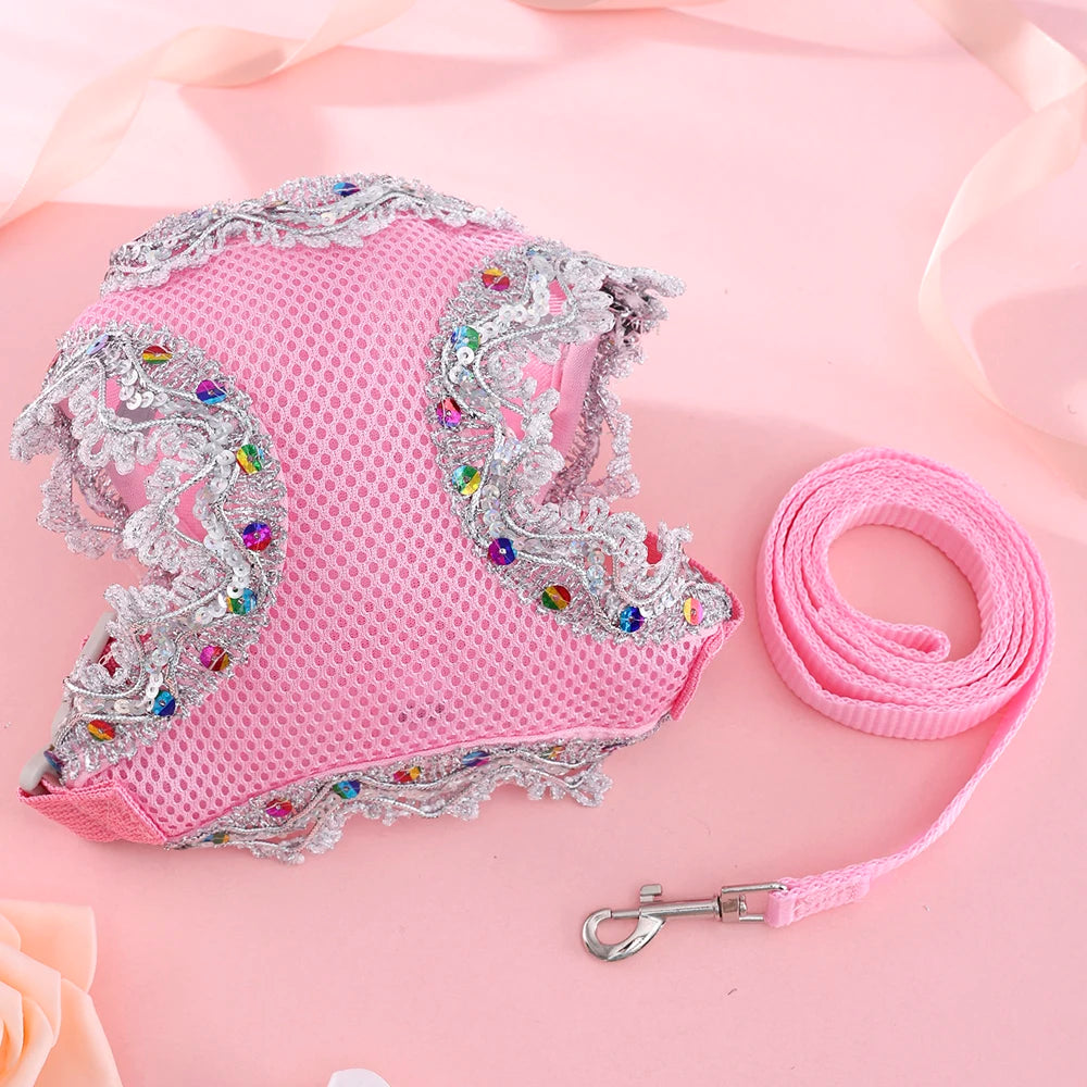 Adjustable Small Cat Harness Leash Set Breathable Cute Cat Harness Comfortable Medium Dog Harness Leash Accessories