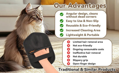 Washable Reusable Pet Hair Remover Glove for Dog & Cat Hair – Electrostatic Fur Removal Tool for Clothes, Sofa, Carpet & Car Seats – Easy Clean Lint Remover for Pet Owners(Black 1Pcs)