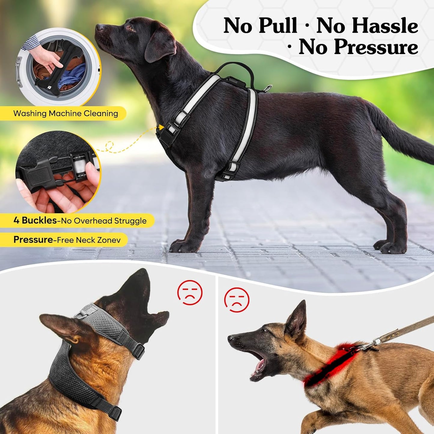 Rechargeable LED Dog Harness – Multi-Color Light up Glow Dark Vest with Reflective Strips, Waterproof Adjustable Soft Mesh Safety Harness for Small Medium Large Dogs Night Walking-Extra Large