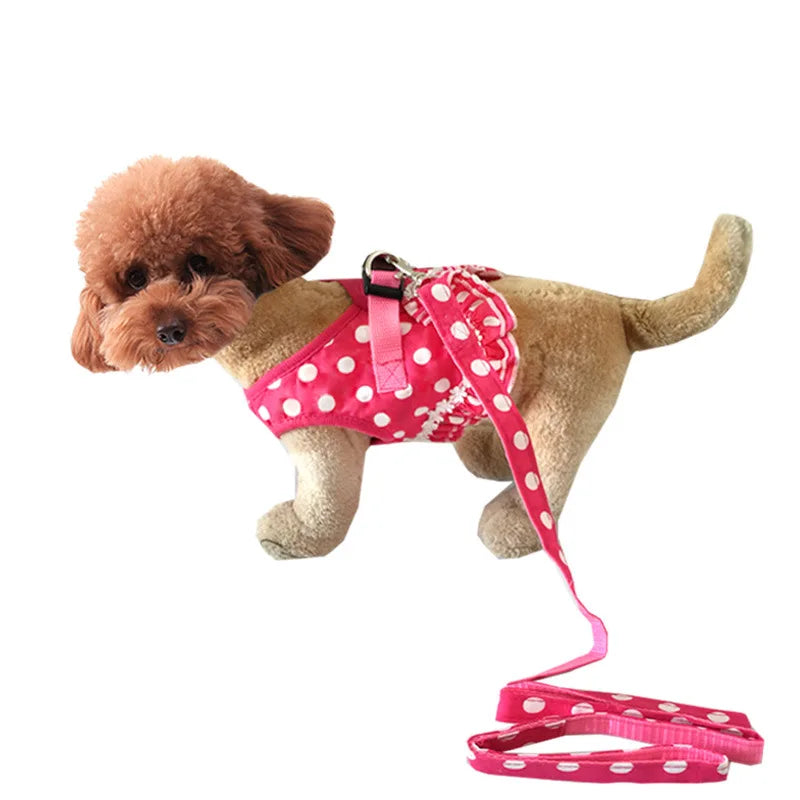 Dog Harness Dog Leash Small Dog Polka Dot Vest Leash Pet Supplies Dog Harness and Leash Set Cat Harness Pet Collars