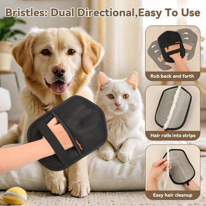 Washable Reusable Pet Hair Remover Glove for Dog & Cat Hair – Electrostatic Fur Removal Tool for Clothes, Sofa, Carpet & Car Seats – Easy Clean Lint Remover for Pet Owners(Black 1Pcs)