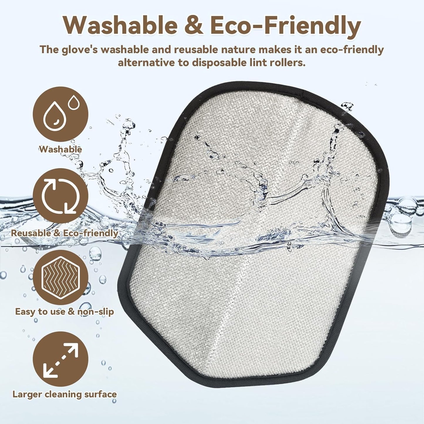Washable Reusable Pet Hair Remover Glove for Dog & Cat Hair – Electrostatic Fur Removal Tool for Clothes, Sofa, Carpet & Car Seats – Easy Clean Lint Remover for Pet Owners(Black 1Pcs)