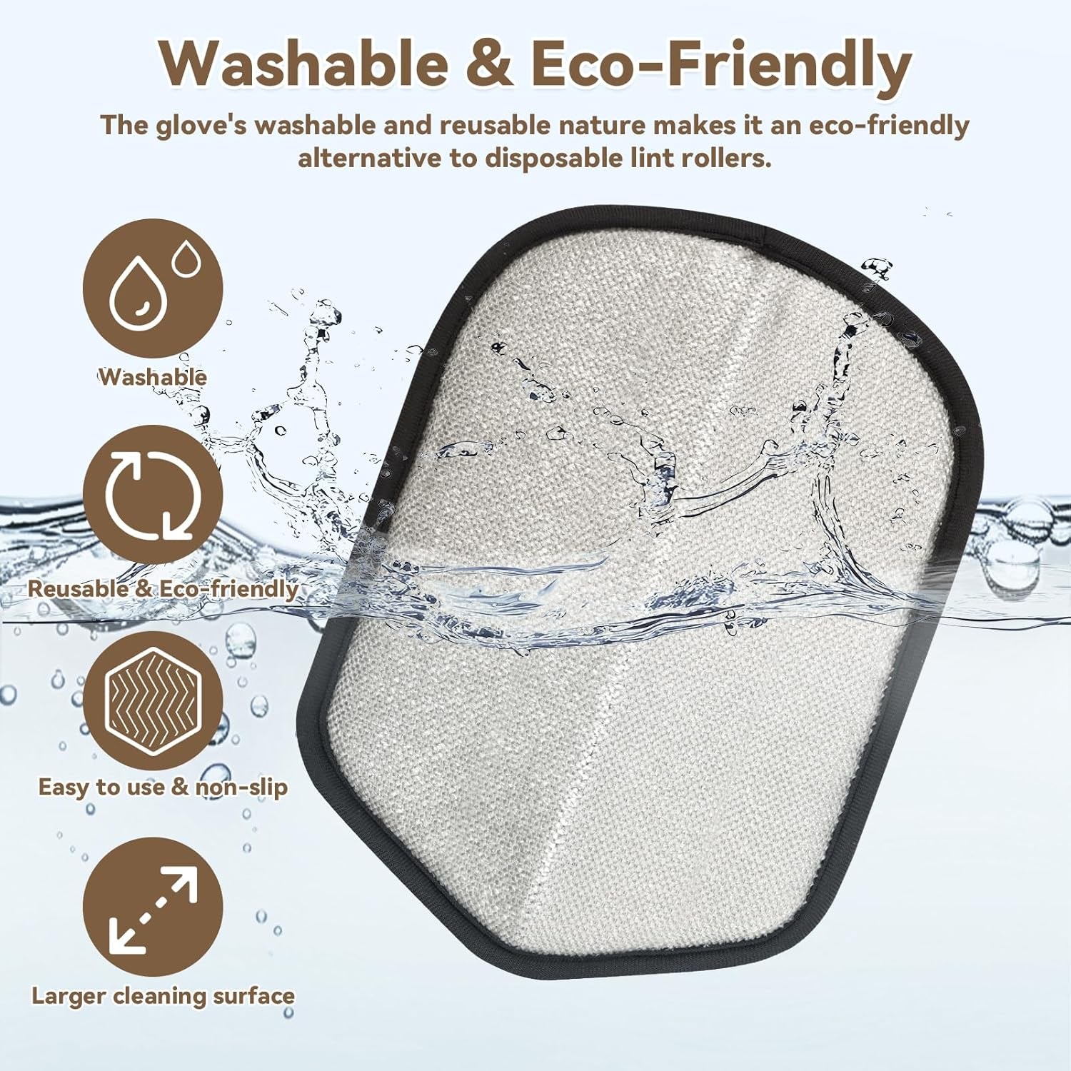 Washable Reusable Pet Hair Remover Glove for Dog & Cat Hair – Electrostatic Fur Removal Tool for Clothes, Sofa, Carpet & Car Seats – Easy Clean Lint Remover for Pet Owners(Black 1Pcs)