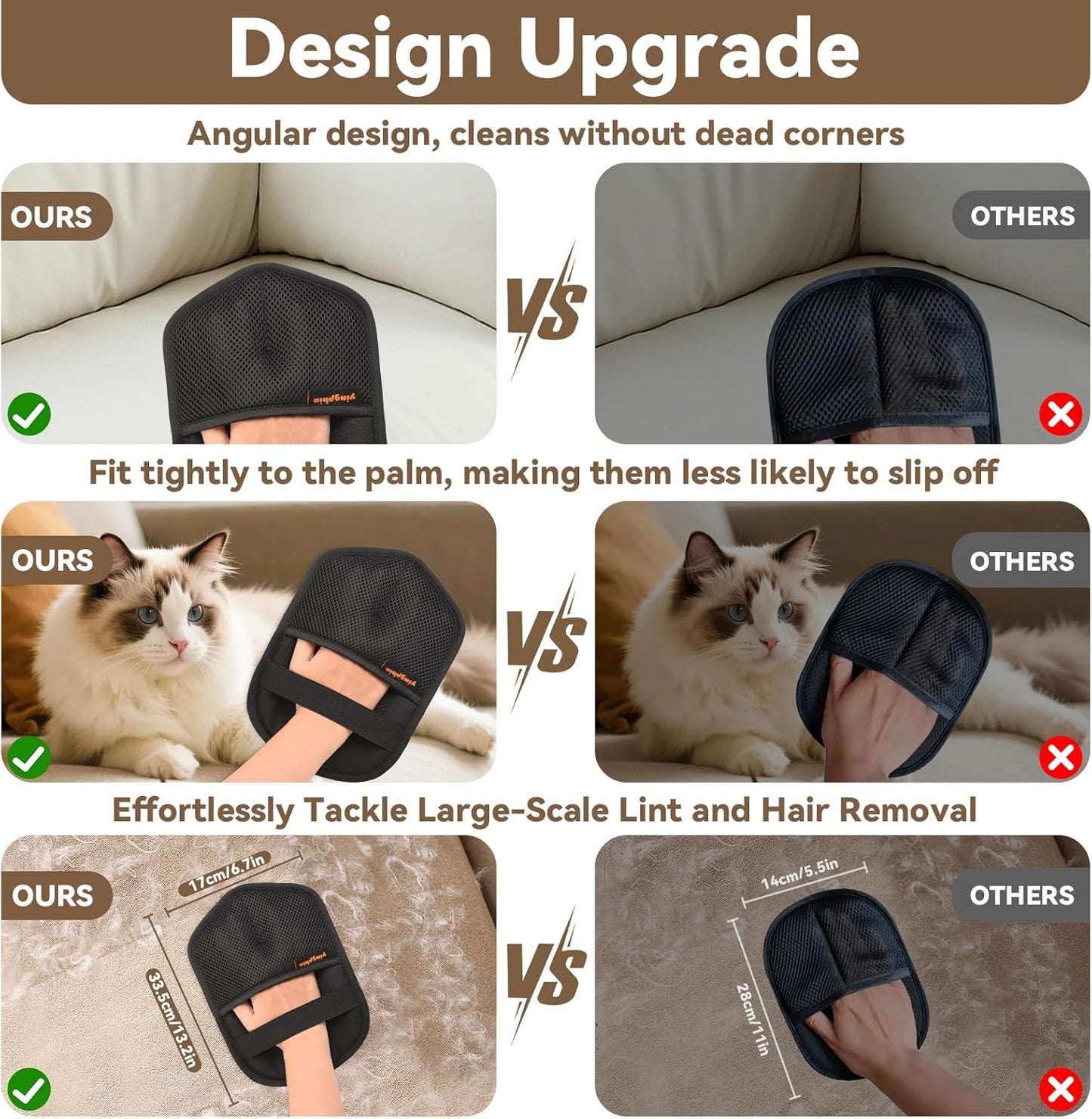 Washable Reusable Pet Hair Remover Glove for Dog & Cat Hair – Electrostatic Fur Removal Tool for Clothes, Sofa, Carpet & Car Seats – Easy Clean Lint Remover for Pet Owners(Black 1Pcs)