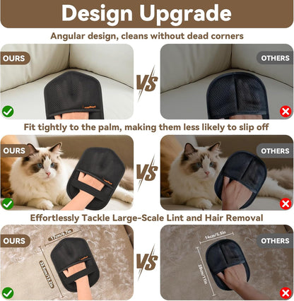 Washable Reusable Pet Hair Remover Glove for Dog & Cat Hair – Electrostatic Fur Removal Tool for Clothes, Sofa, Carpet & Car Seats – Easy Clean Lint Remover for Pet Owners(Black 1Pcs)