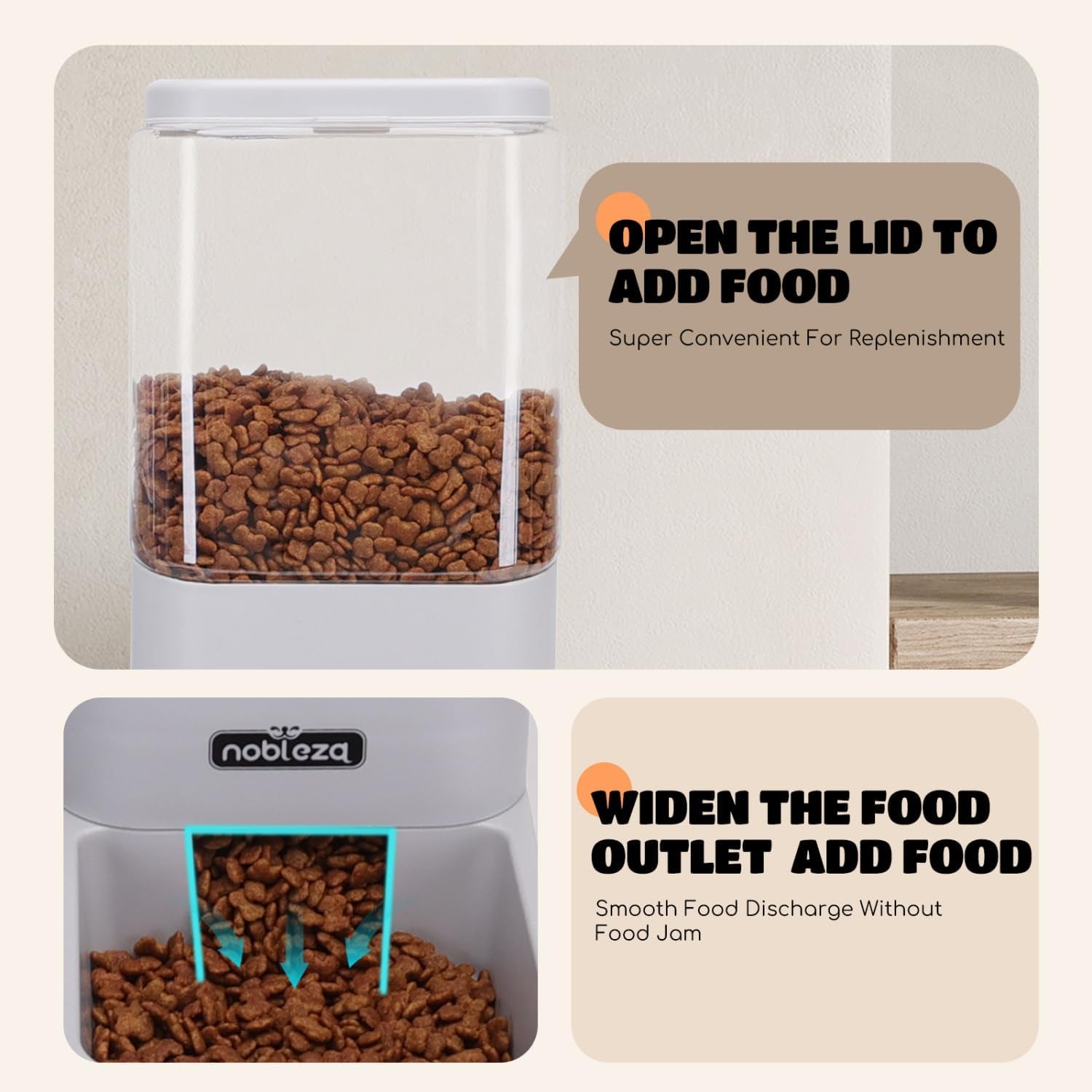 Automatic Dog Cat Food Feeder and Waterer Set, 3.8 L Dog Cat Water and Food Dispenser, Automatic Pet Water Dispenser Pet Feeder for Small Medium Dogs, Puppy and Cats, 2 Packs, Grey