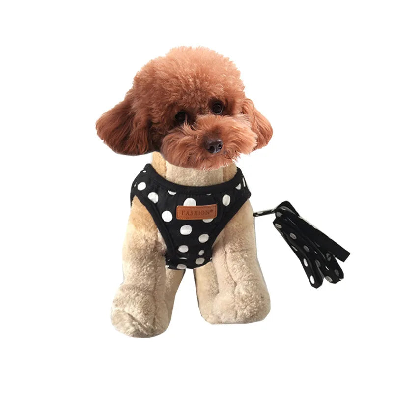Dog Harness Dog Leash Small Dog Polka Dot Vest Leash Pet Supplies Dog Harness and Leash Set Cat Harness Pet Collars
