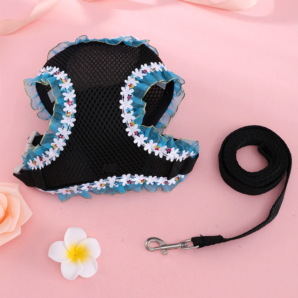 Adjustable Small Cat Harness Leash Set Breathable Cute Cat Harness Comfortable Medium Dog Harness Leash Accessories