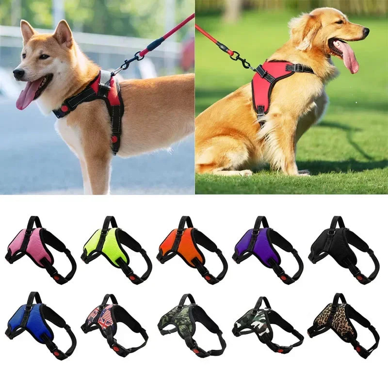 Pet Dogs Adjustable Harness Small and Large Dog Harness Vest, Strong Dog Leash Pet Leashes Reflective Leash Drag Pull Tow