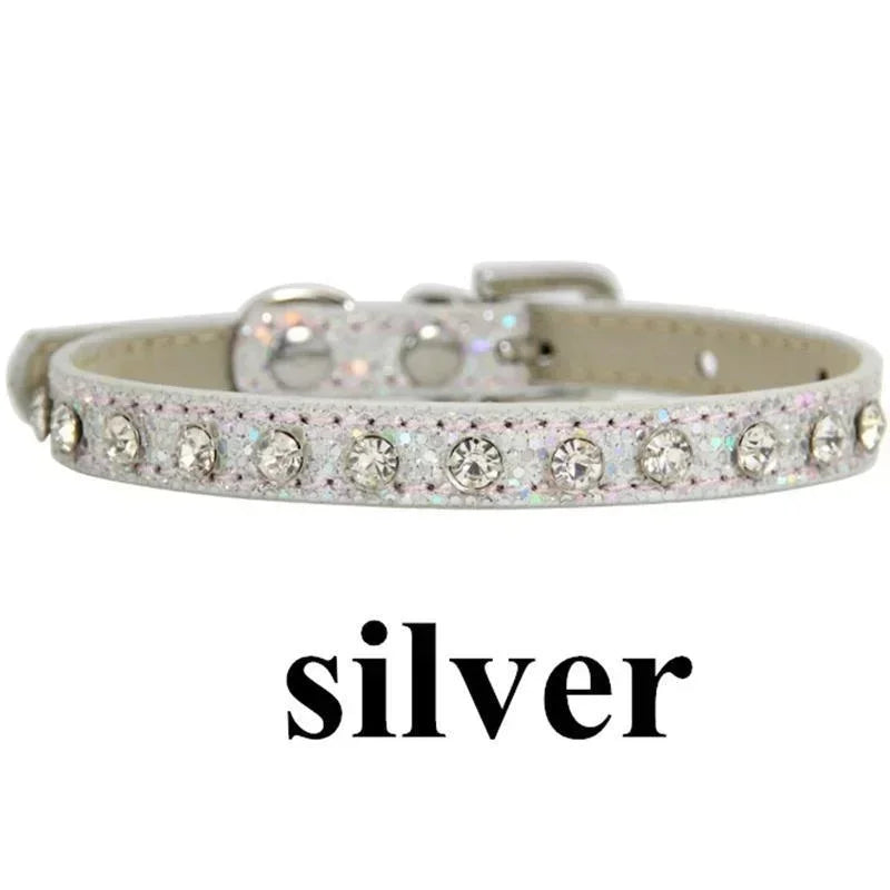 Cute Bling Rhinestone Dog Collar Crystal Diamond Cat Collar Kitten Puppy Collars for Small Medium Pets