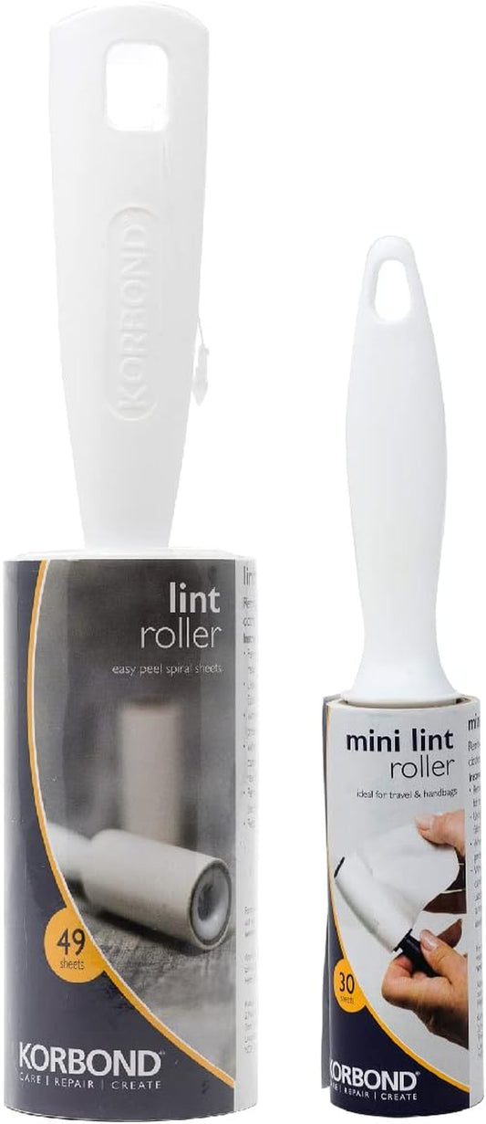 Mini & Full Size Lint Roller Bundle - Pet Hair Remover Rollers - 30 Sheet Mini & 49 Sheet Full Size