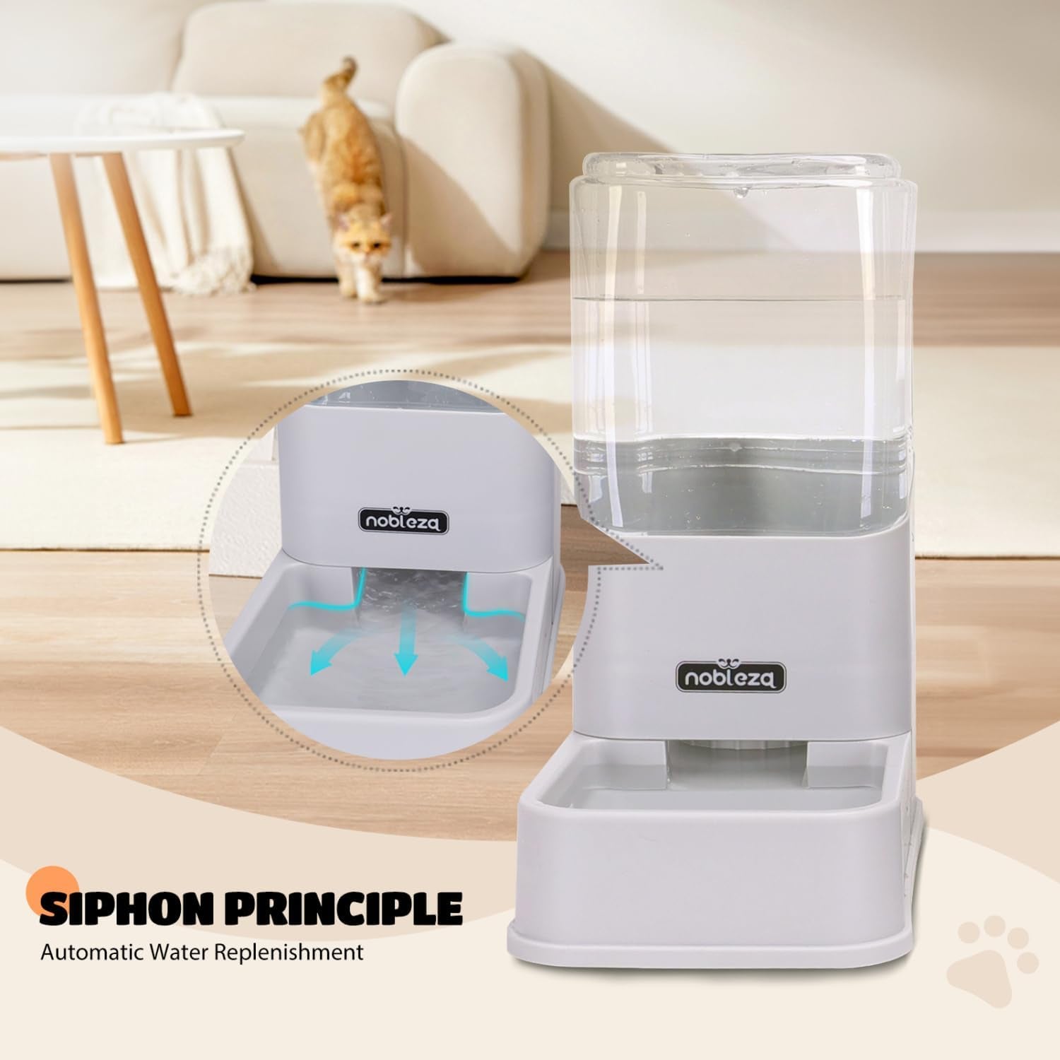 Automatic Dog Cat Food Feeder and Waterer Set, 3.8 L Dog Cat Water and Food Dispenser, Automatic Pet Water Dispenser Pet Feeder for Small Medium Dogs, Puppy and Cats, 2 Packs, Grey