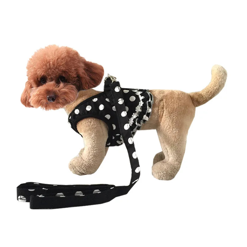 Dog Harness Dog Leash Small Dog Polka Dot Vest Leash Pet Supplies Dog Harness and Leash Set Cat Harness Pet Collars
